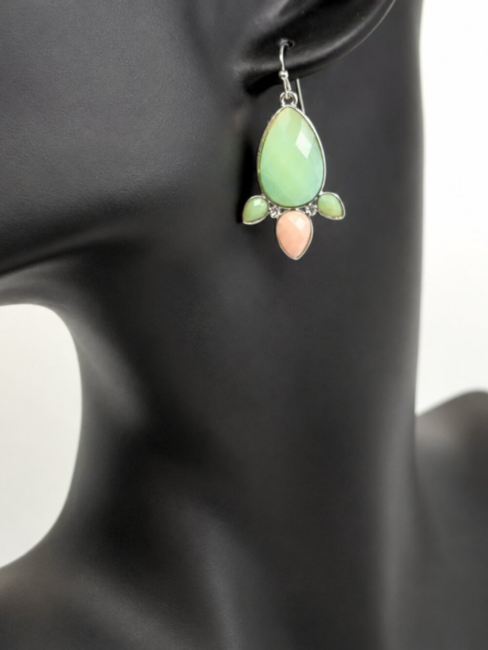 Pastel Sea Turtle Drop Earrings - Mint Green Pink  - 1.5 in